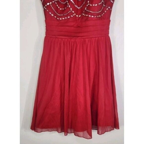 Speechless Red Rhinestone Sparkly Formal Mesh Halter Short Dress Size 3 - Picture 3 of 8